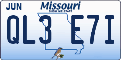 MO license plate QL3E7I