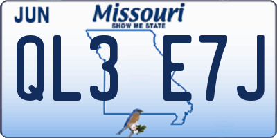 MO license plate QL3E7J
