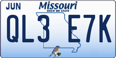 MO license plate QL3E7K
