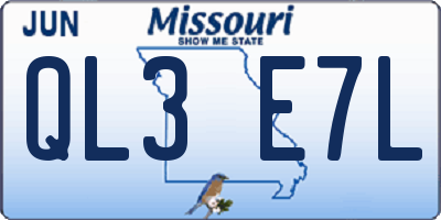 MO license plate QL3E7L