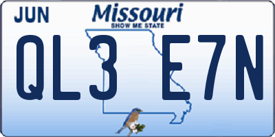 MO license plate QL3E7N