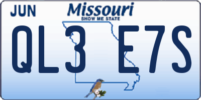 MO license plate QL3E7S