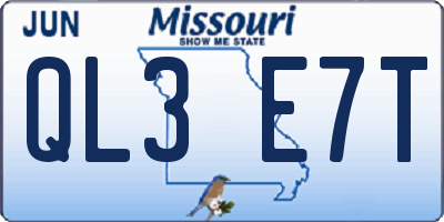MO license plate QL3E7T