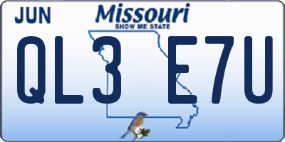 MO license plate QL3E7U