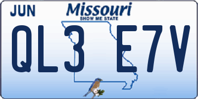 MO license plate QL3E7V