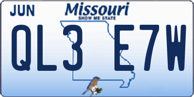 MO license plate QL3E7W