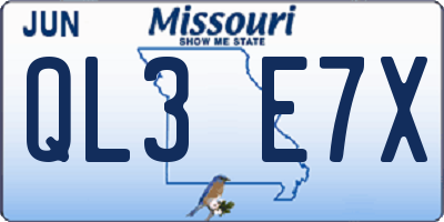 MO license plate QL3E7X