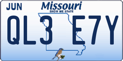 MO license plate QL3E7Y