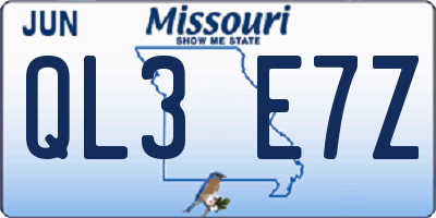 MO license plate QL3E7Z