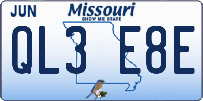 MO license plate QL3E8E