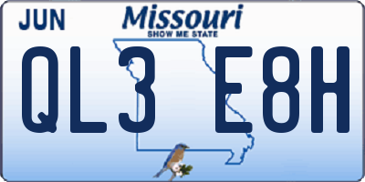 MO license plate QL3E8H