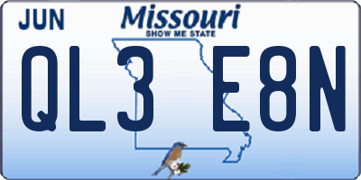 MO license plate QL3E8N