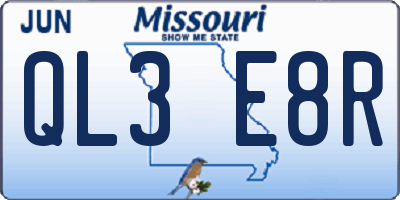 MO license plate QL3E8R