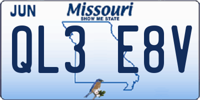 MO license plate QL3E8V