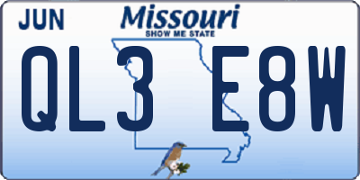 MO license plate QL3E8W