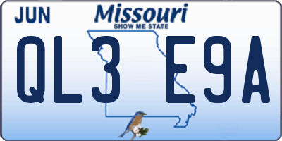 MO license plate QL3E9A