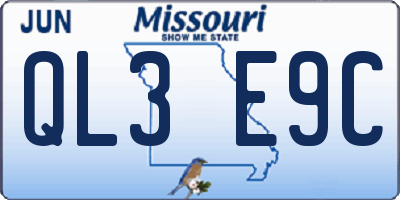 MO license plate QL3E9C
