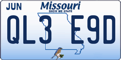 MO license plate QL3E9D