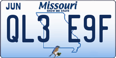 MO license plate QL3E9F