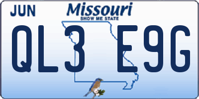 MO license plate QL3E9G