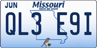 MO license plate QL3E9I
