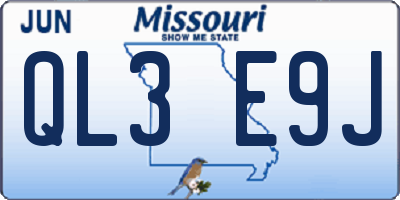 MO license plate QL3E9J