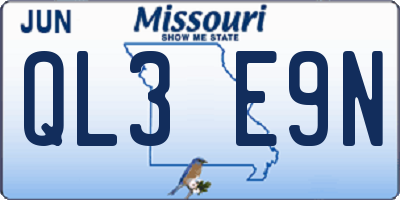 MO license plate QL3E9N