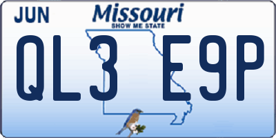 MO license plate QL3E9P