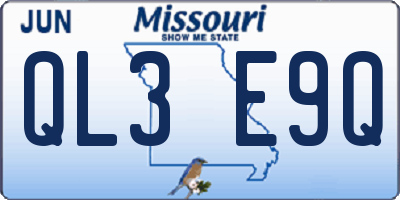 MO license plate QL3E9Q