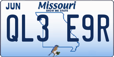 MO license plate QL3E9R