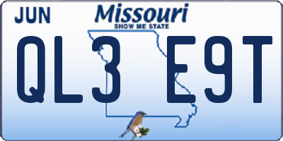 MO license plate QL3E9T