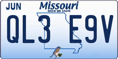 MO license plate QL3E9V
