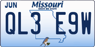 MO license plate QL3E9W