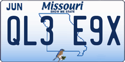 MO license plate QL3E9X