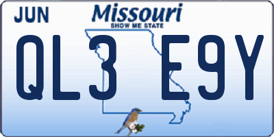 MO license plate QL3E9Y
