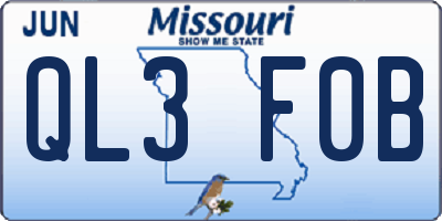 MO license plate QL3F0B