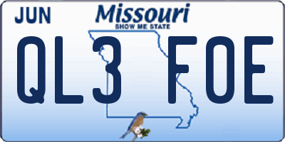 MO license plate QL3F0E