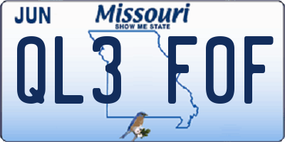 MO license plate QL3F0F