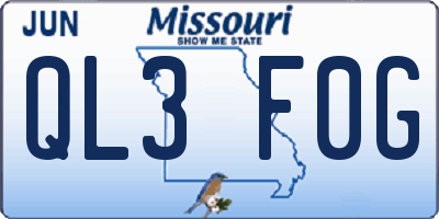 MO license plate QL3F0G