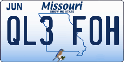 MO license plate QL3F0H