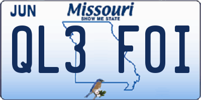 MO license plate QL3F0I
