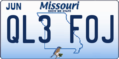 MO license plate QL3F0J