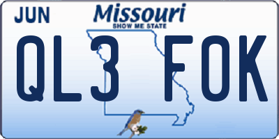 MO license plate QL3F0K