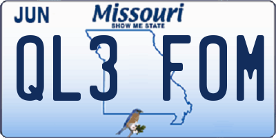 MO license plate QL3F0M