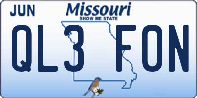 MO license plate QL3F0N