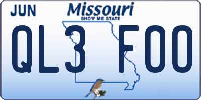 MO license plate QL3F0O
