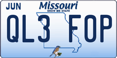 MO license plate QL3F0P