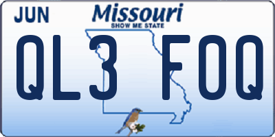 MO license plate QL3F0Q