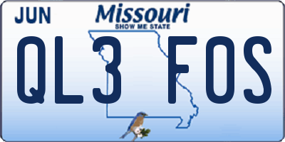 MO license plate QL3F0S