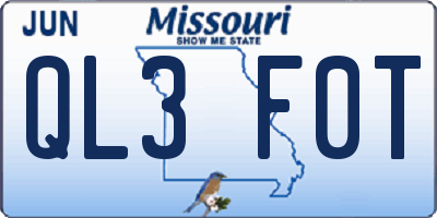 MO license plate QL3F0T
